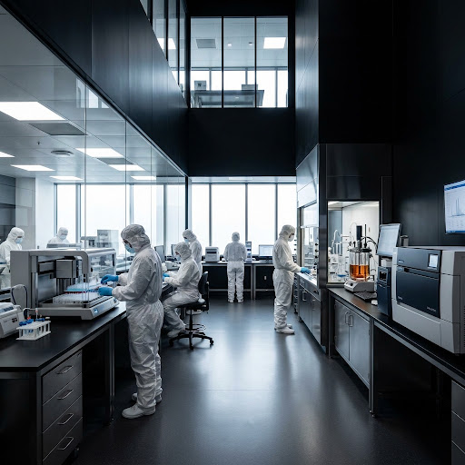 Pharmaceutical laboratory in operation
